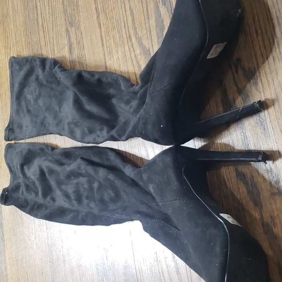 Suede Like Over the Knee Open Toe Boots - Picture 4 of 11